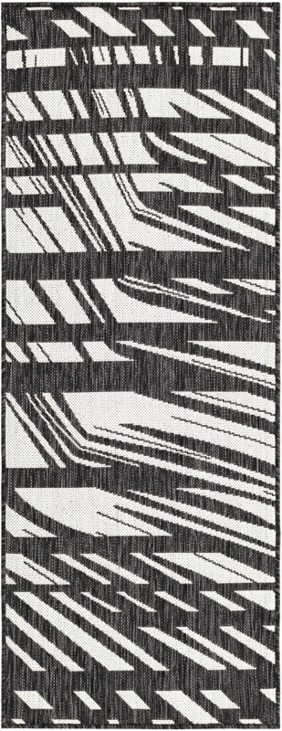 2' x 5' 3 Frasier · Abstract geometric Outdoor Rug, black and white