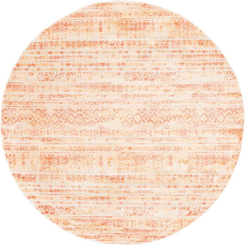 8' x 8' Keswick · Tribal striped rug, orange and cream