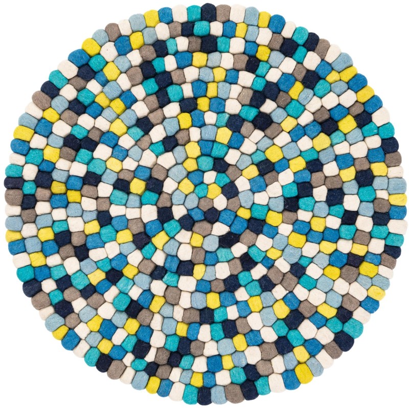 3' 1 x 3' 1 Hawthorne · Geometric Wool Rug, blue