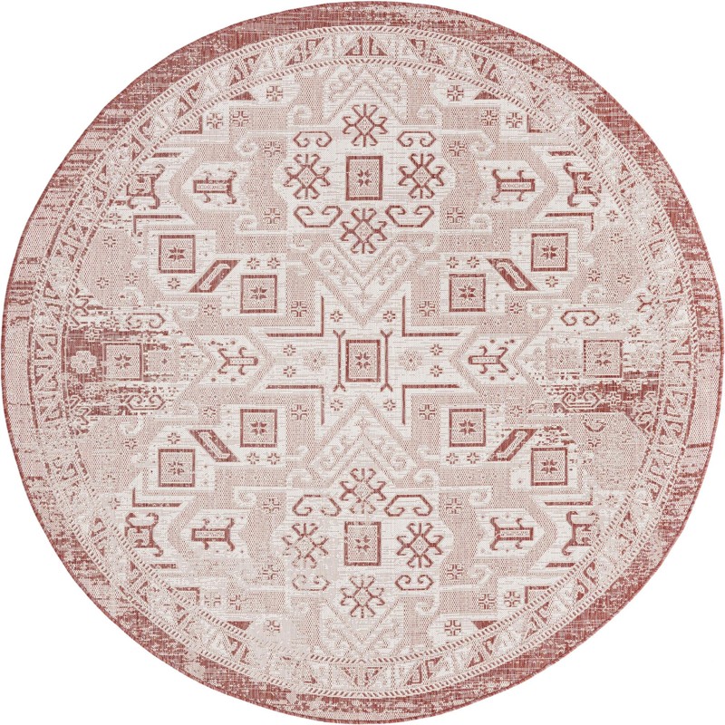 7' 10 x 7' 10 Estuary · Geometric Outdoor Rug, rust red