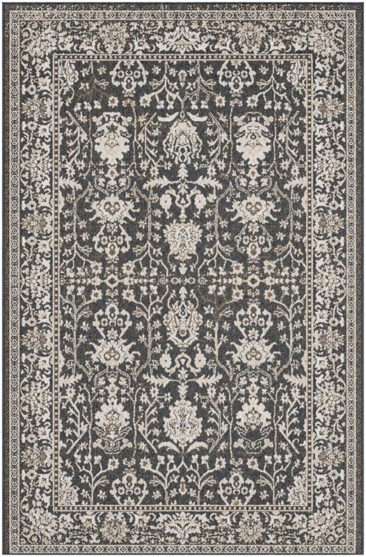 5' 3 x 8' Sandys · Floral Washable Rug, charcoal and cream
