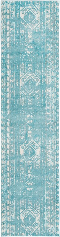 3' 3 x 14' Underhill · Border rug, light blue