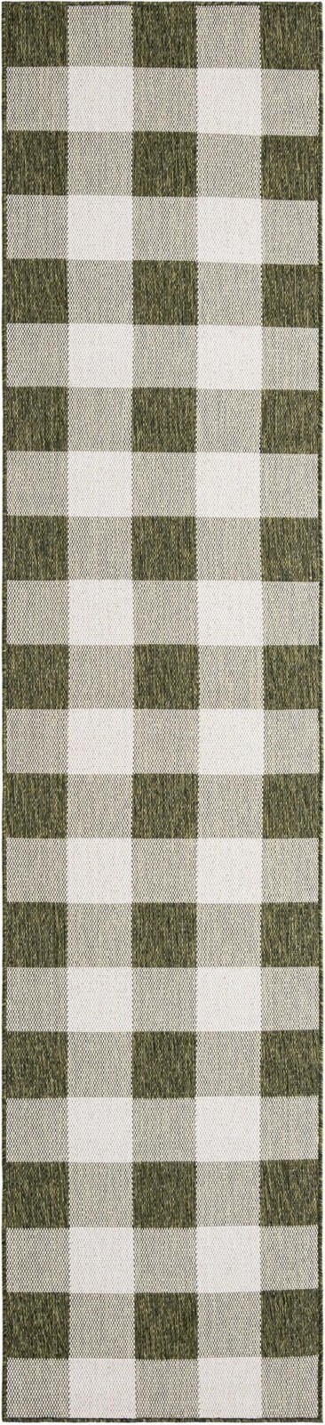 2' 7 x 12' Ramona · Checkered Outdoor Rug, green and ivory