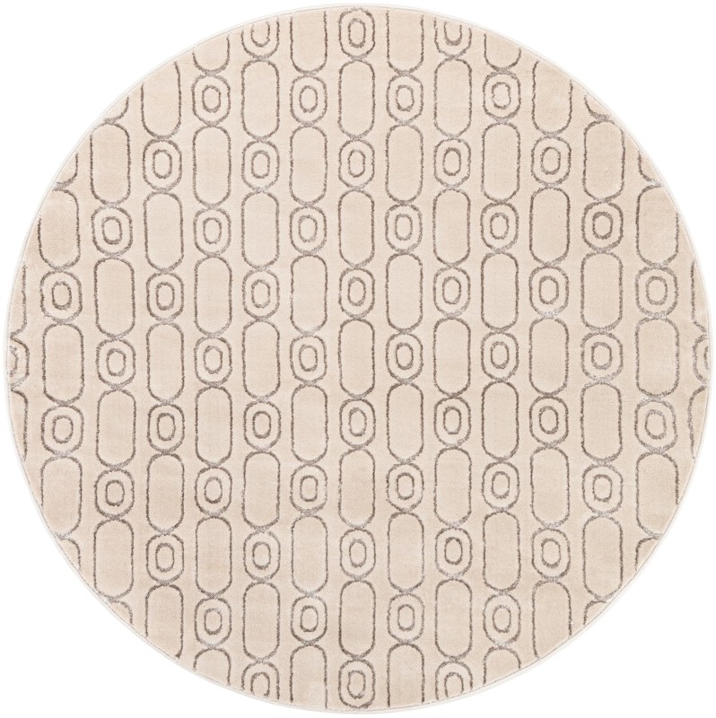 6' x 6' Renwick · Geometric rug, white and silver