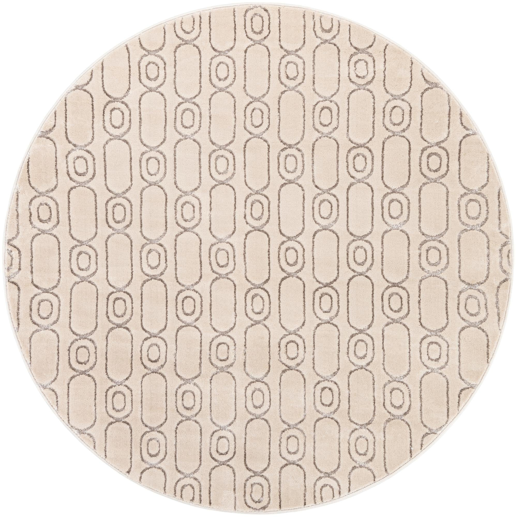 6' x 6' Renwick · Geometric rug, white and silver