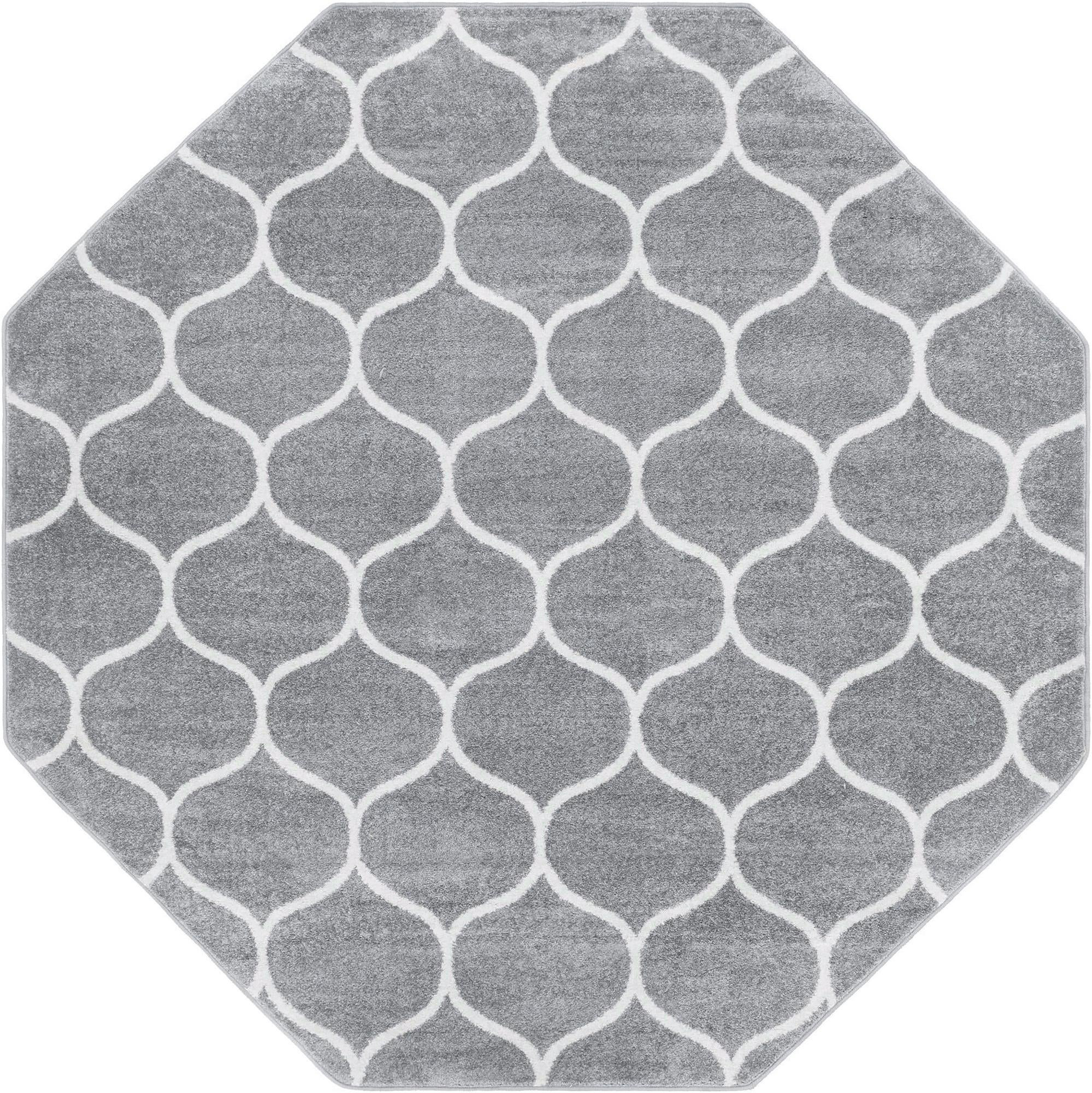 7' 10 x 7' 10 Ingram · Lattice rug, gray and ivory