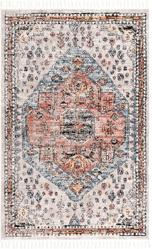 5' 3 x 8' Rushmore · Border rug, gray