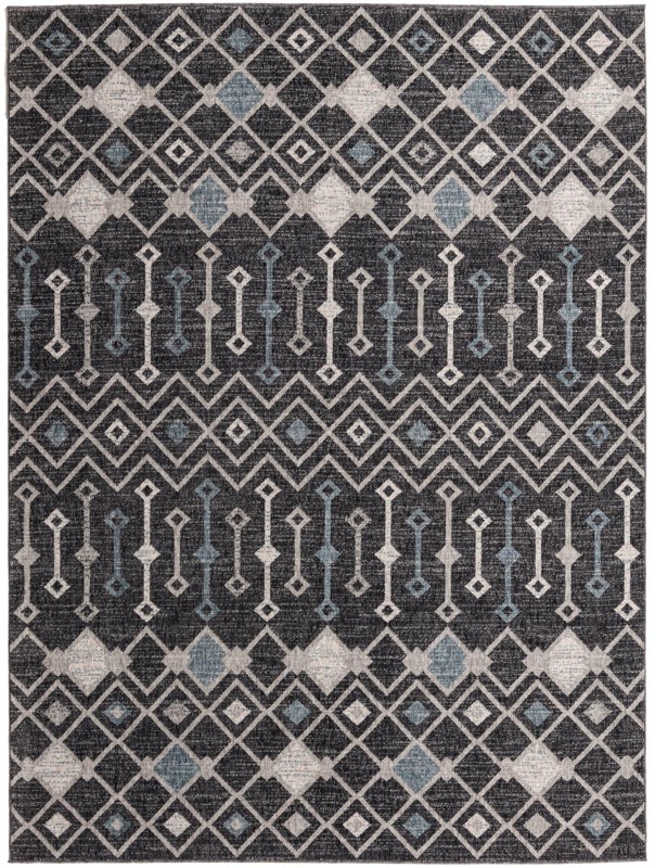 7' 10 x 10' Harlan · Geometric rug, charcoal and ivory
