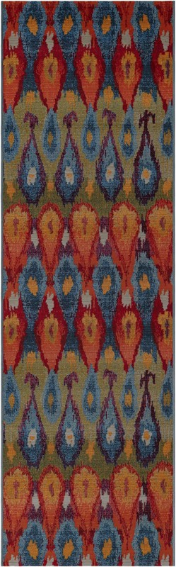 2' 7 x 9' Lomax · Ikat teardrop Outdoor Rug, multi