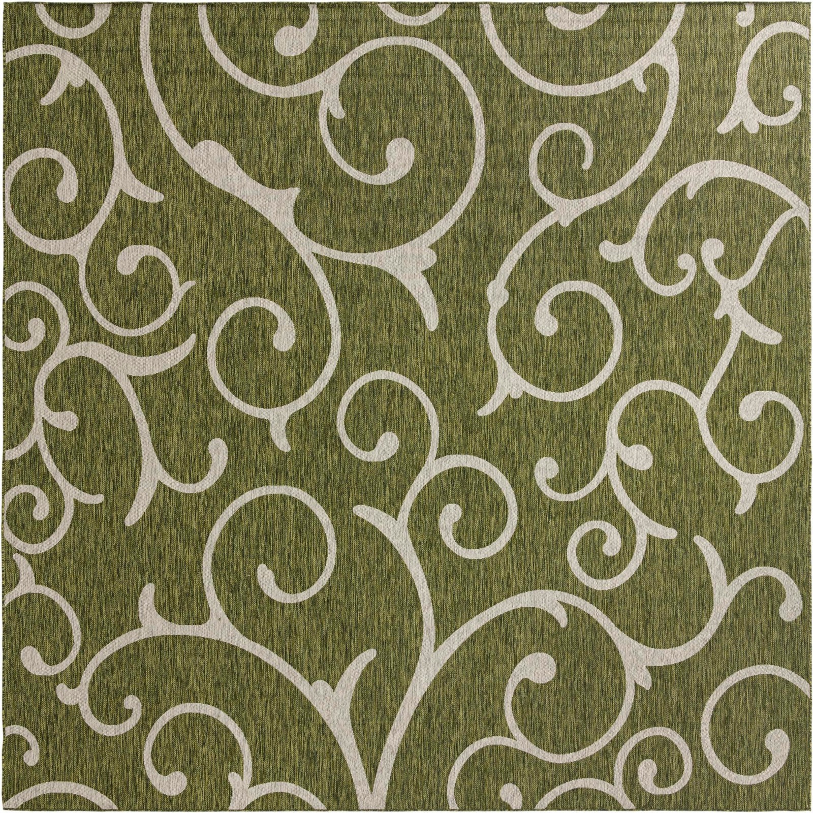13' x 13' Shale · Floral / botanical Outdoor Rug, green