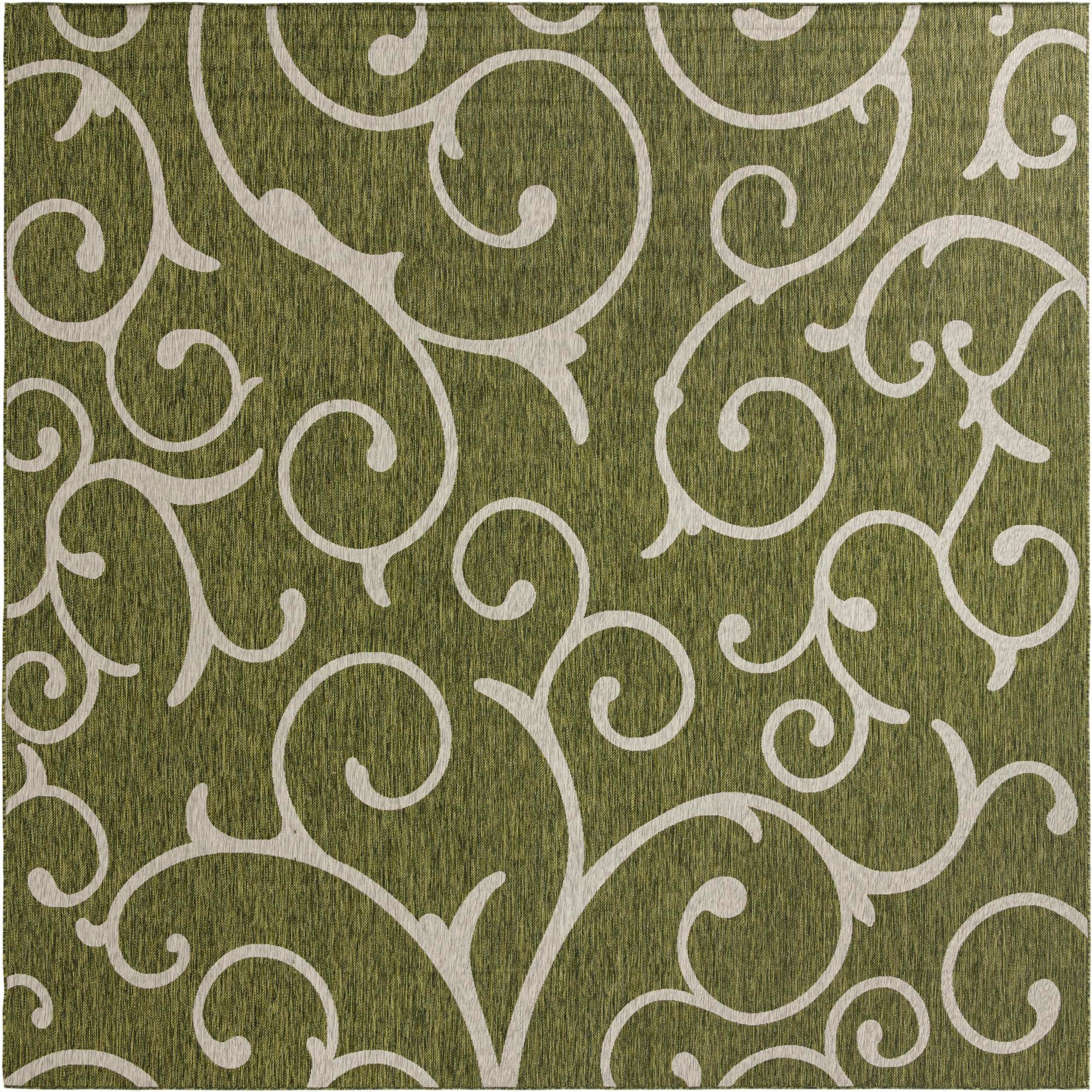 13' x 13' Shale · Floral / botanical Outdoor Rug, green