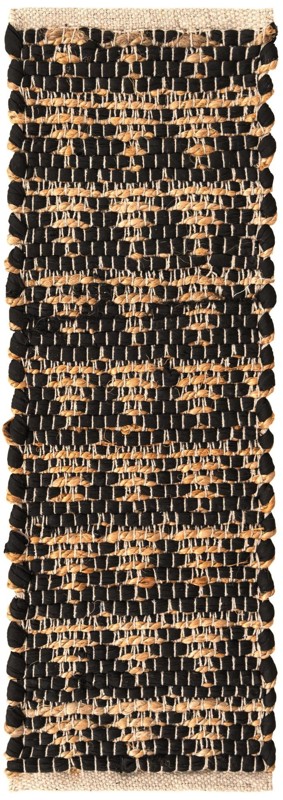 0' 9 x 2' 6 Ashby · Geometric Chindi Rug, black and natural