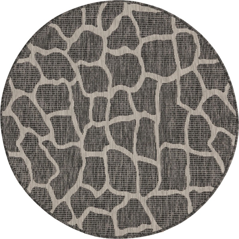 4' x 4' Stillwater · Animal print Outdoor Rug, charcoal