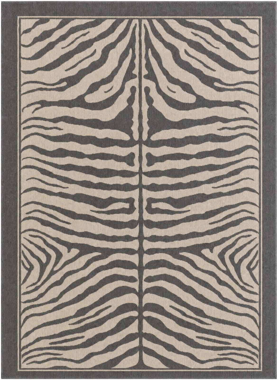 8' x 11' Oldfield · Zebra rug, charcoal and ivory