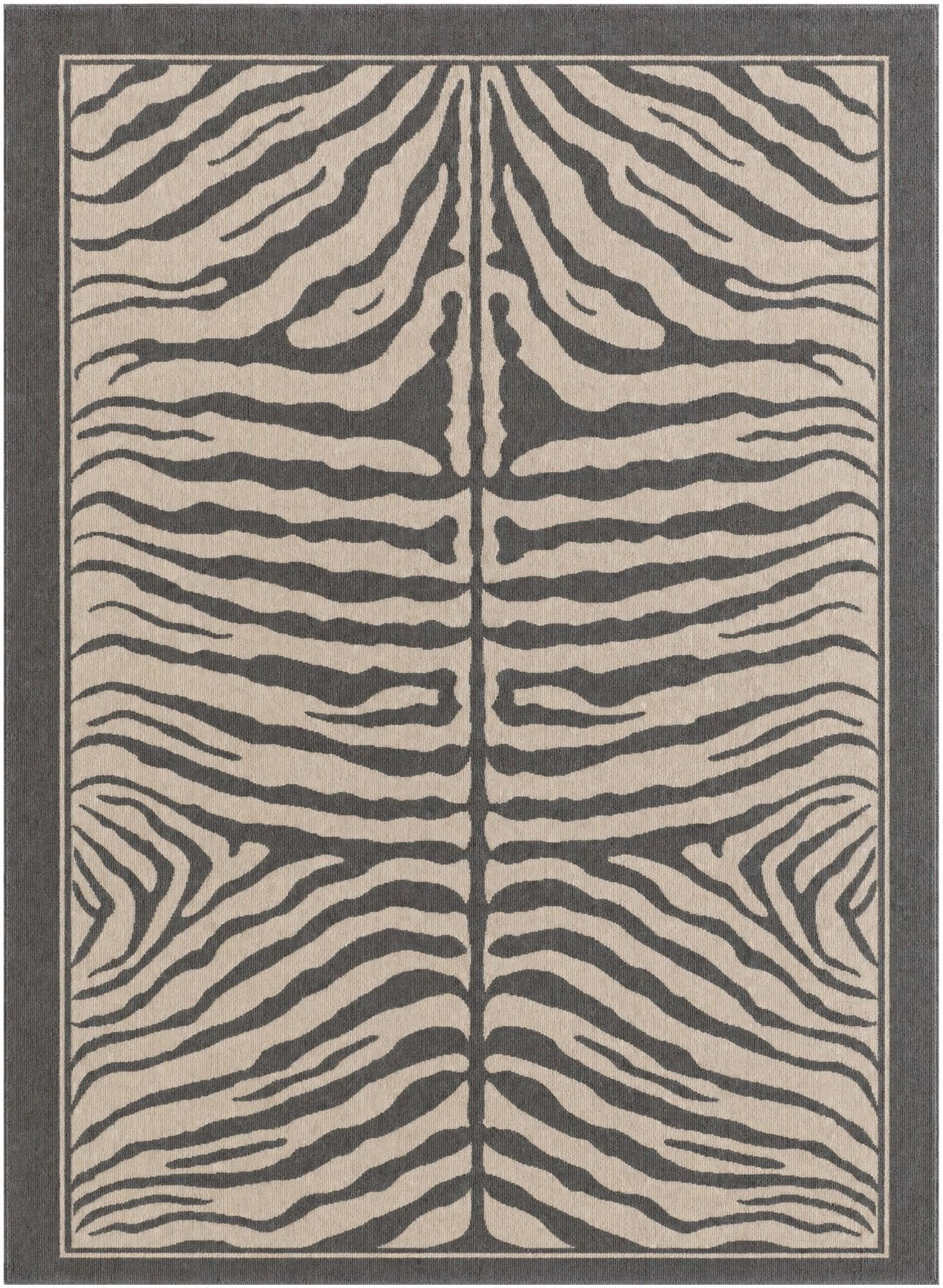8' x 11' Oldfield · Zebra rug, charcoal and ivory