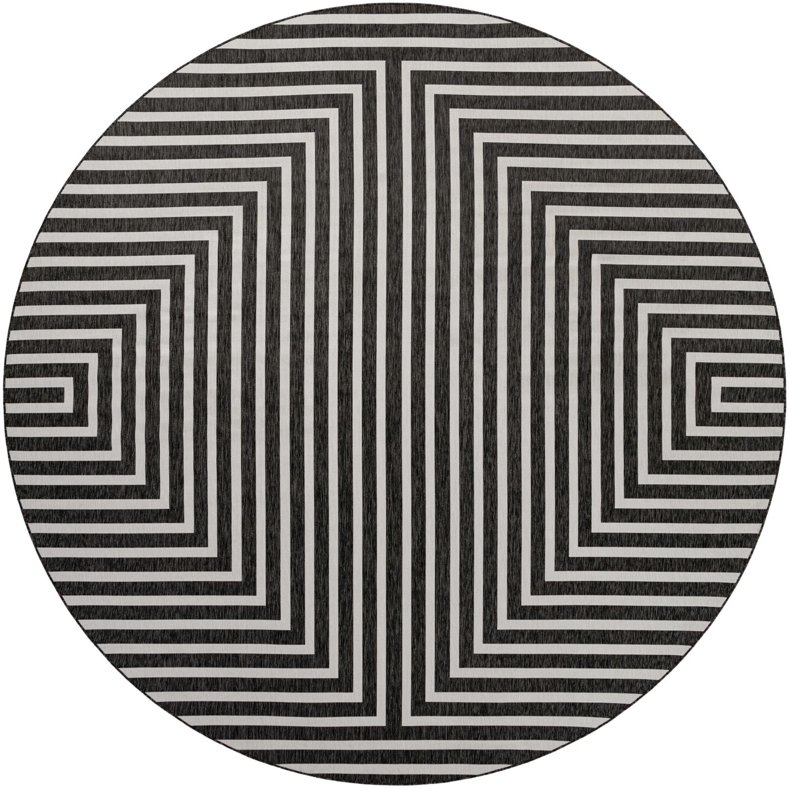 13' x 13' Gorse · Geometric Outdoor Rug, black and white