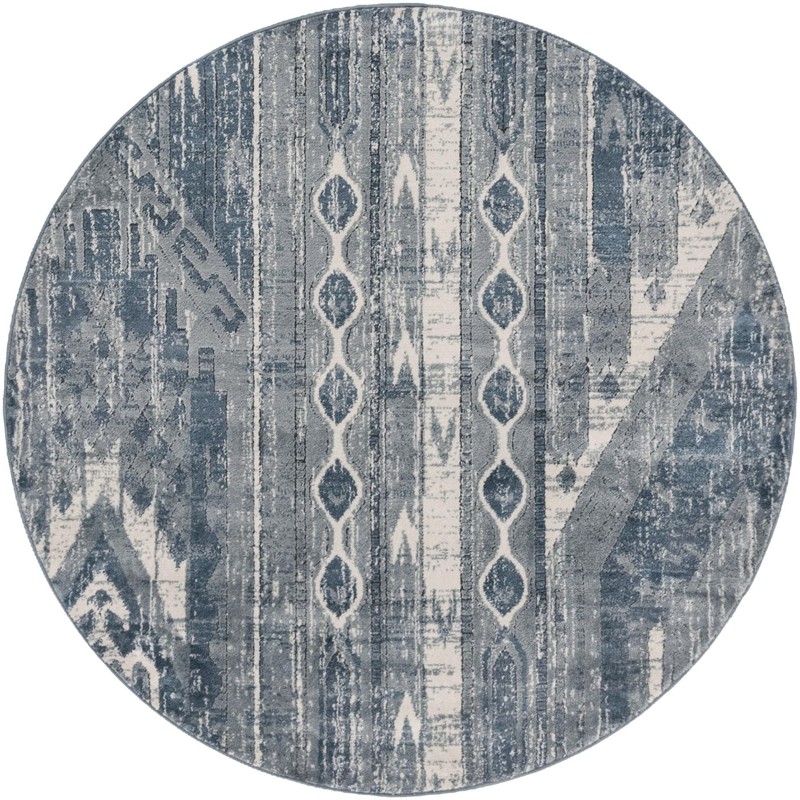 5' 3 x 5' 3 Cardinal · Diamond rug, blue