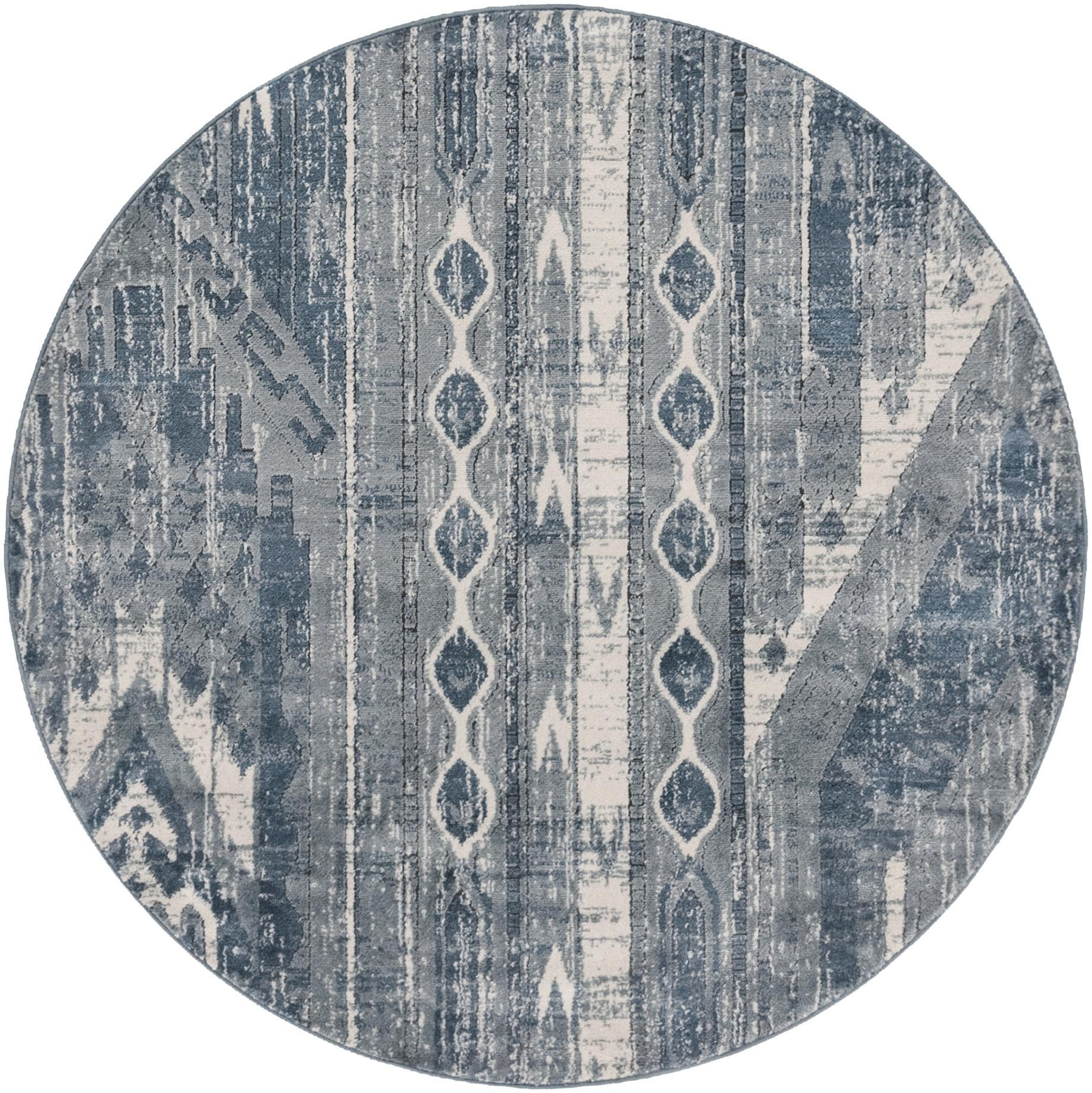 5' 3 x 5' 3 Cardinal · Diamond rug, blue