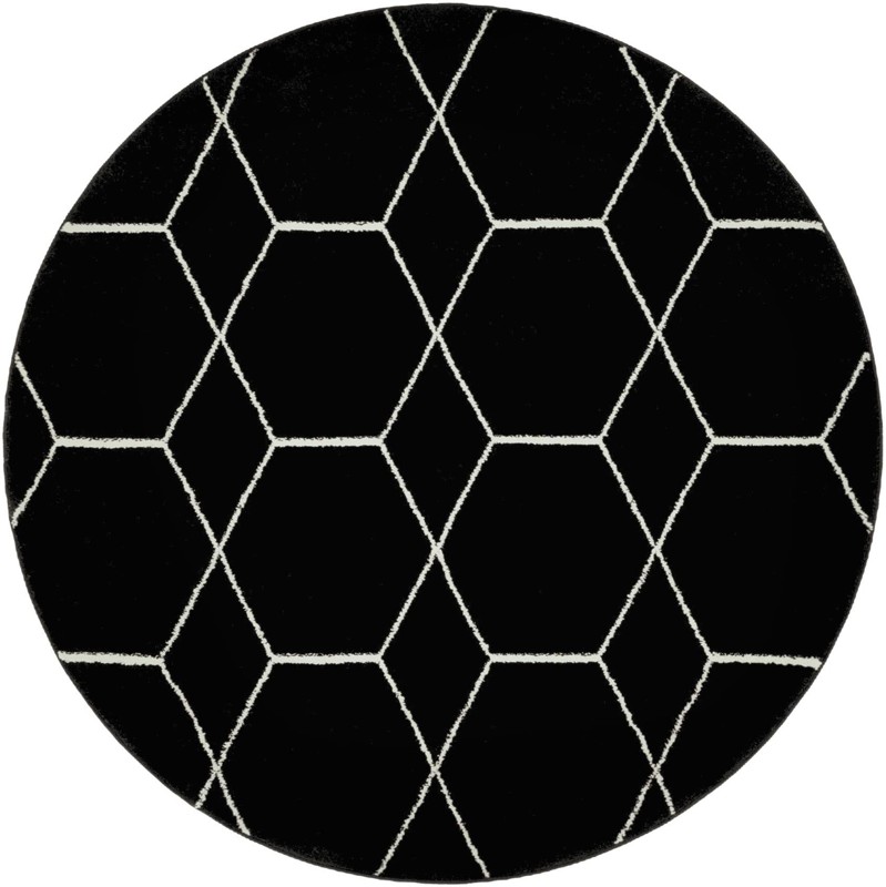 5' 3 x 5' 3 Galloway · Geometric lattice rug, black and ivory