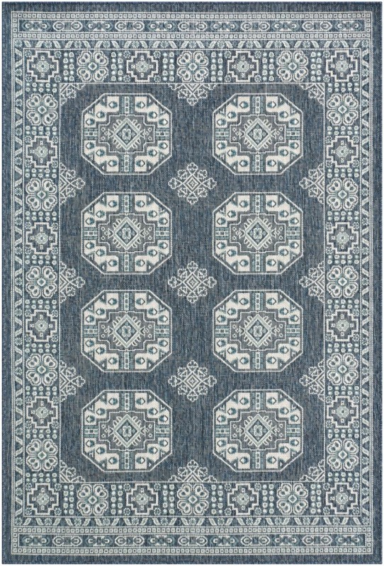 4' x 6' Kirkland · Border Outdoor Rug, blue