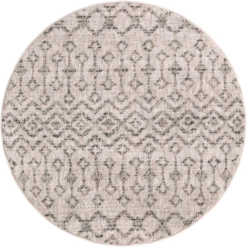 Harlan · Geometric tribal rug, ivory and gray