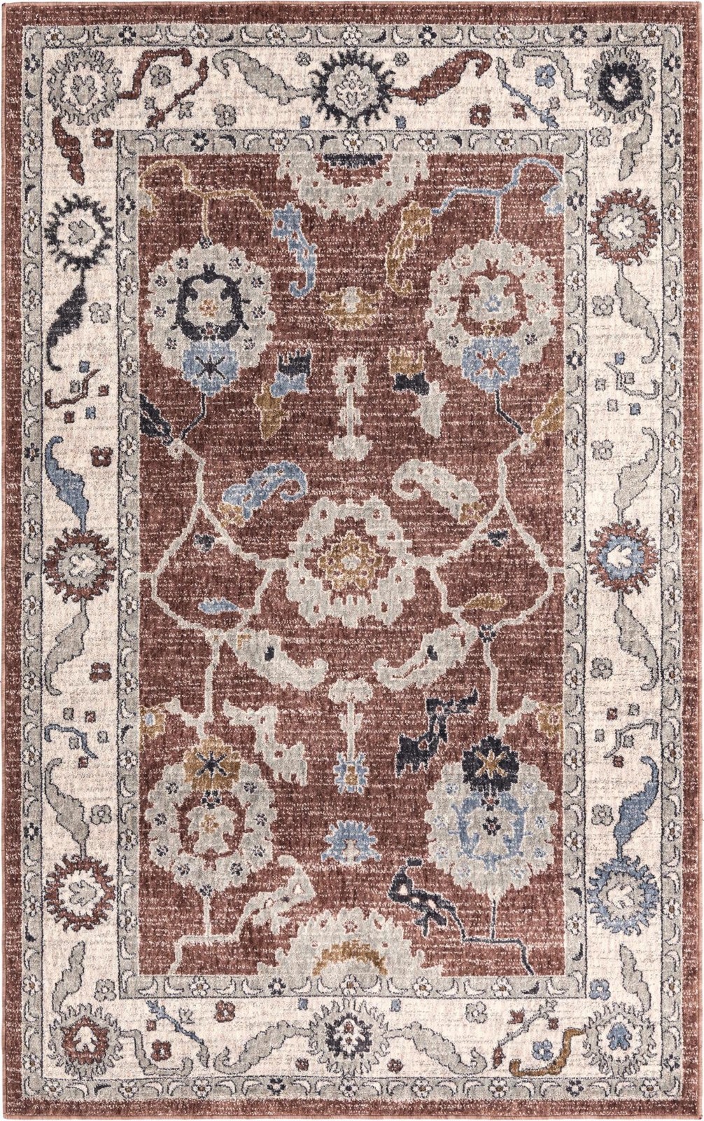 5' 3 x 8' Lancey · Medallion rug, dusty rose and ivory