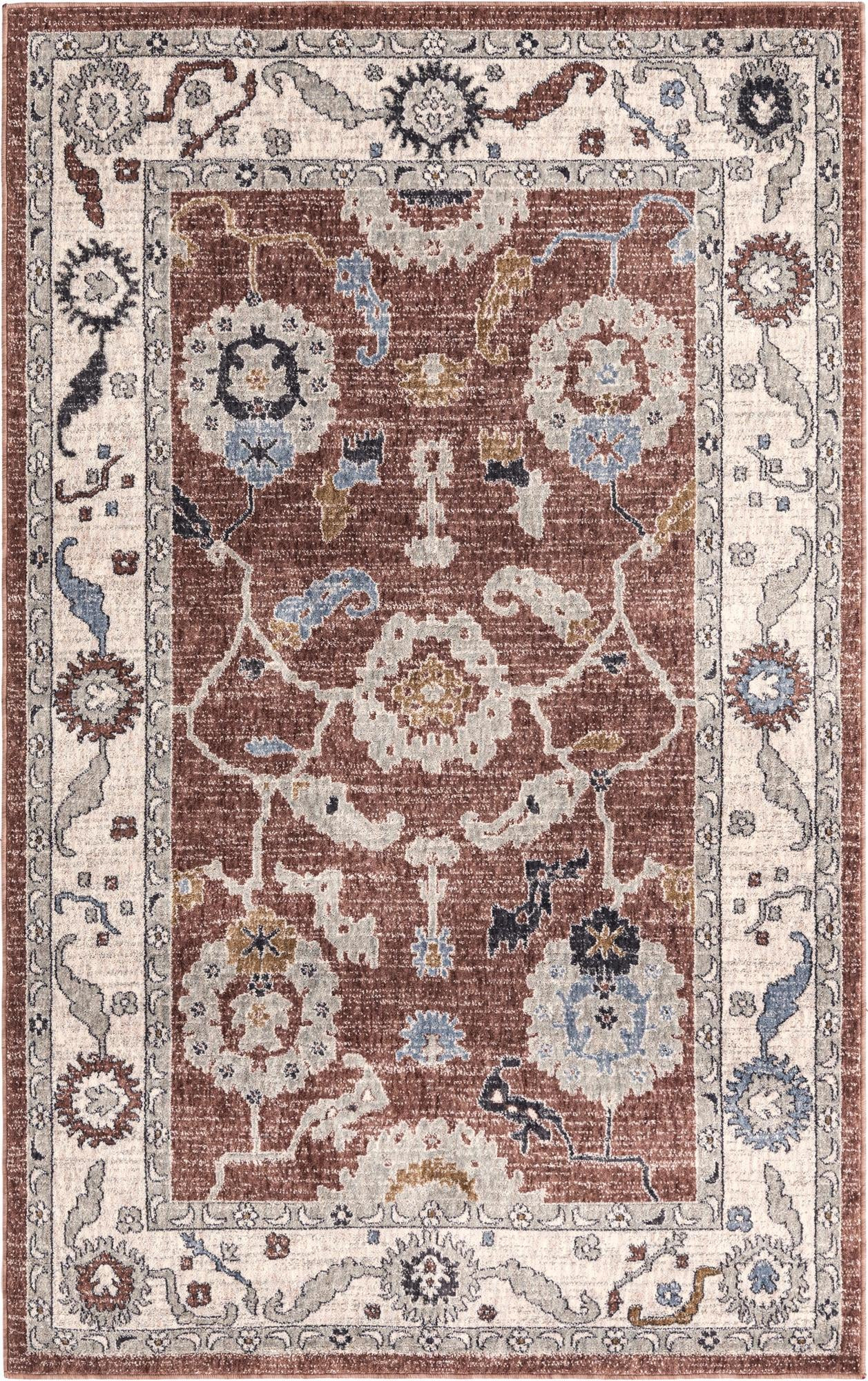 5' 3 x 8' Lancey · Medallion rug, dusty rose and ivory
