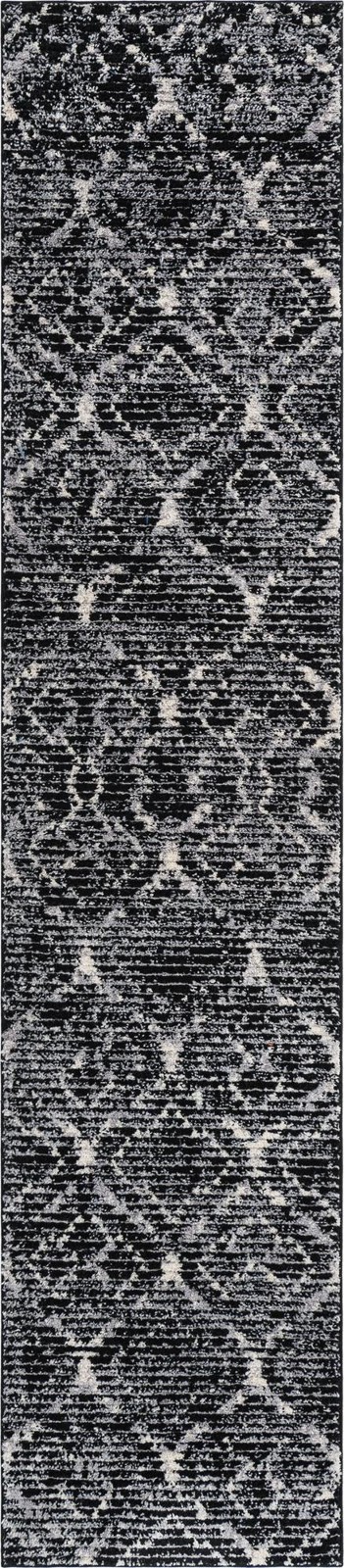 2' 7 x 12' Tilden · Lattice rug, black and ivory