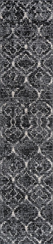 2' 7 x 12' Tilden · Lattice rug, black and ivory