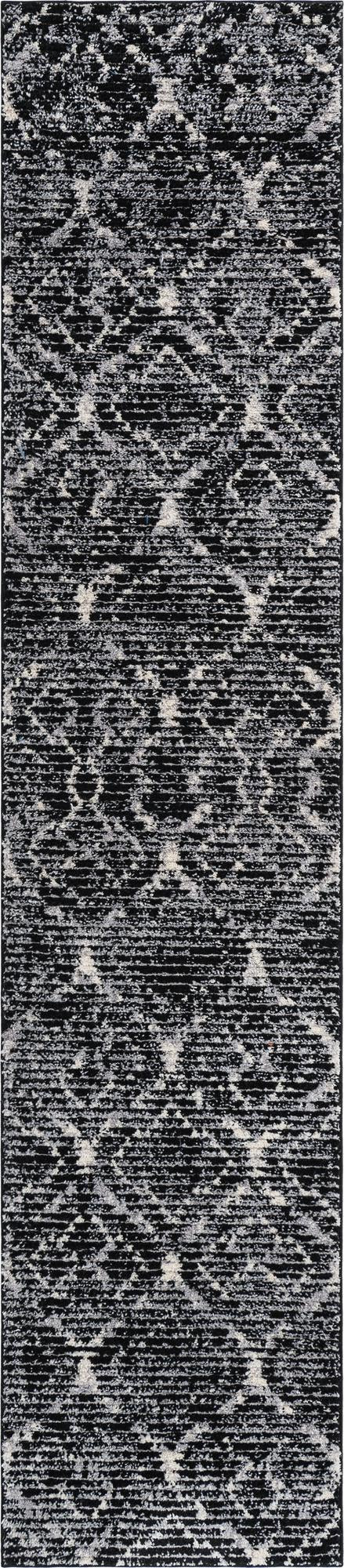 2' 7 x 12' Tilden · Lattice rug, black and ivory