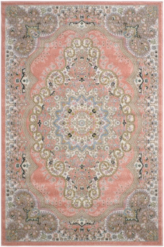 4' x 6' Candlelight · Border Washable Rug, rose pink