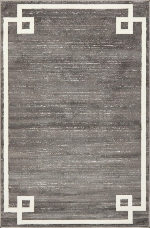 4' x 6' Coldwater · Border rug, gray and ivory