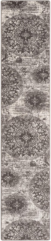 2' 7 x 14' Blakemore · Distressed medallion rug, gray and ivory