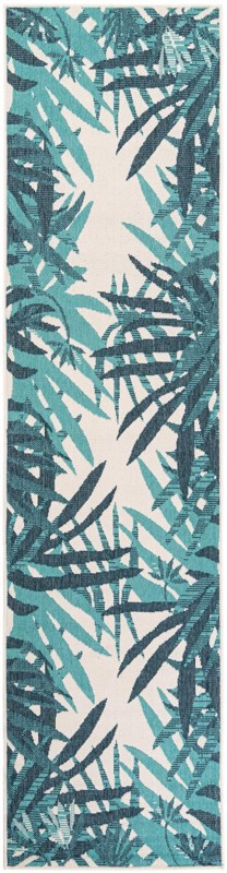 2' 7 x 10' Heron · Floral / botanical Outdoor Rug, teal blue