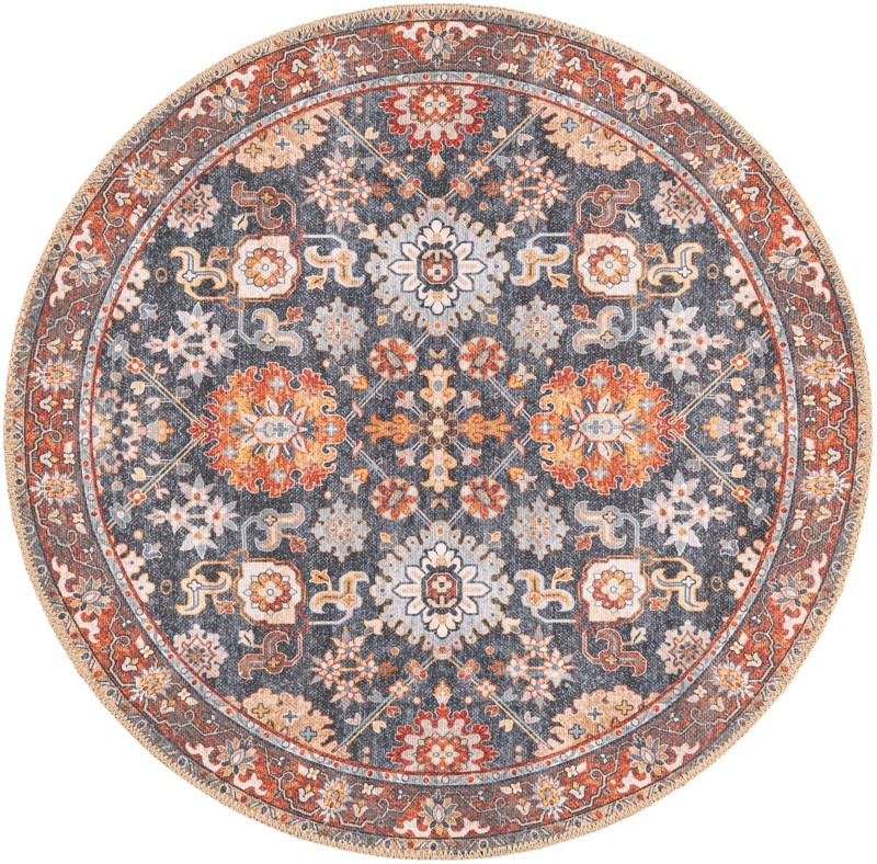 Carden · Border Washable Rug, navy blue