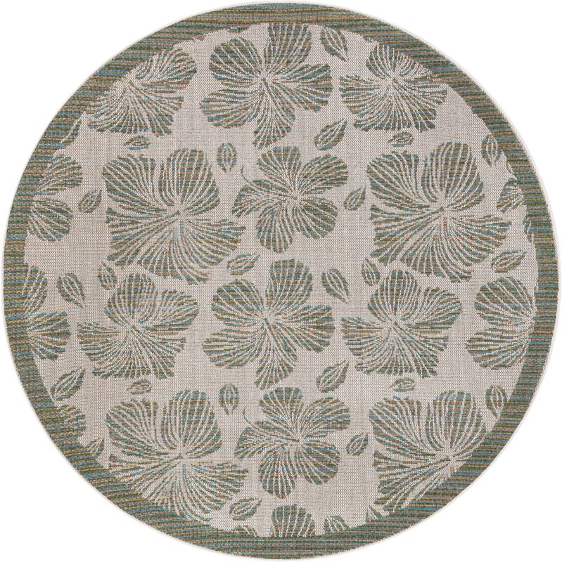 Cortland · Floral / botanical Outdoor Rug, ivory and beige