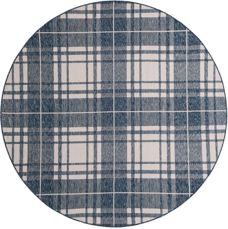 7' 10 x 7' 10 Maguire · Plaid Outdoor Rug, blue