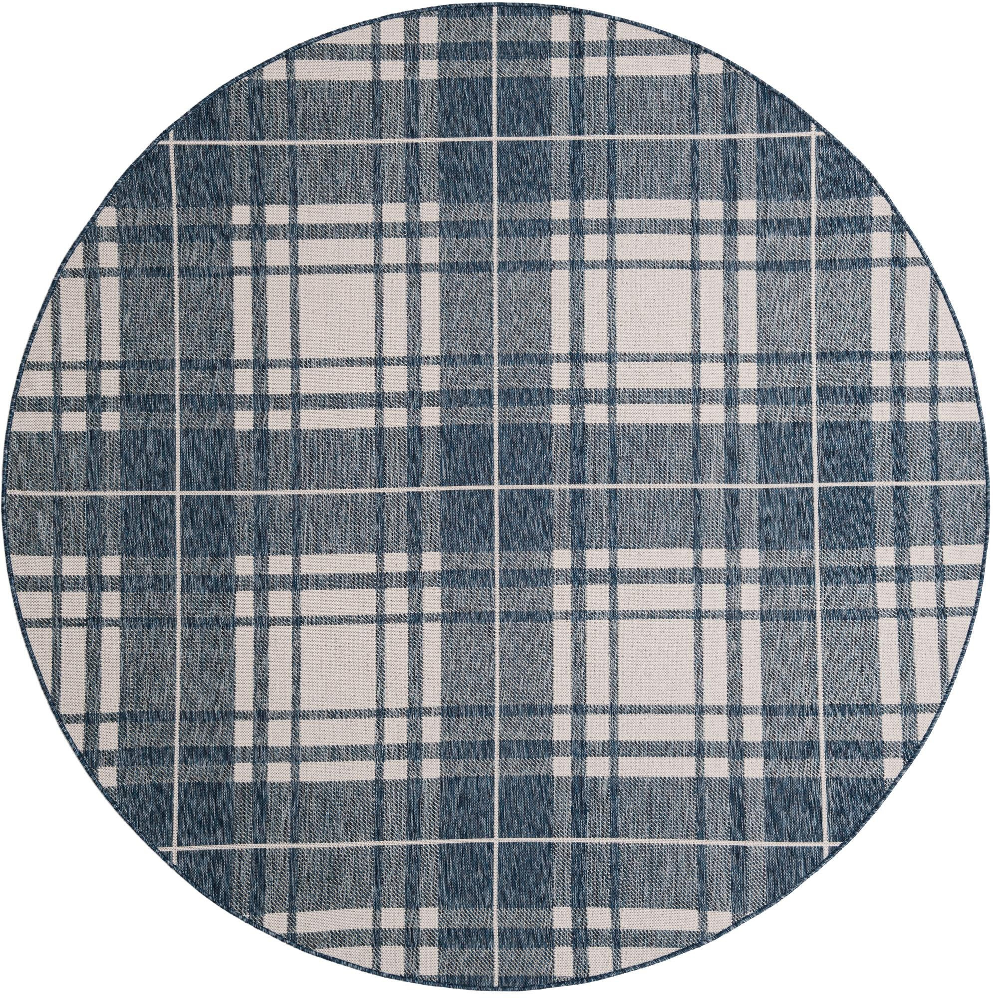 7' 10 x 7' 10 Maguire · Plaid Outdoor Rug, blue