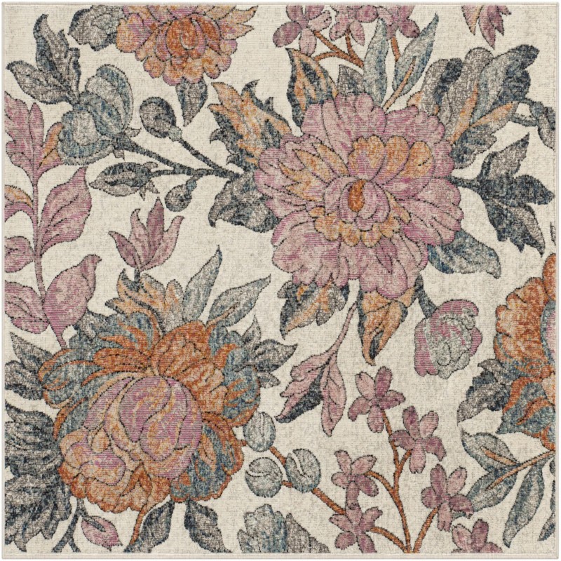 4' x 4' Sandstone · Floral / botanical rug, multi