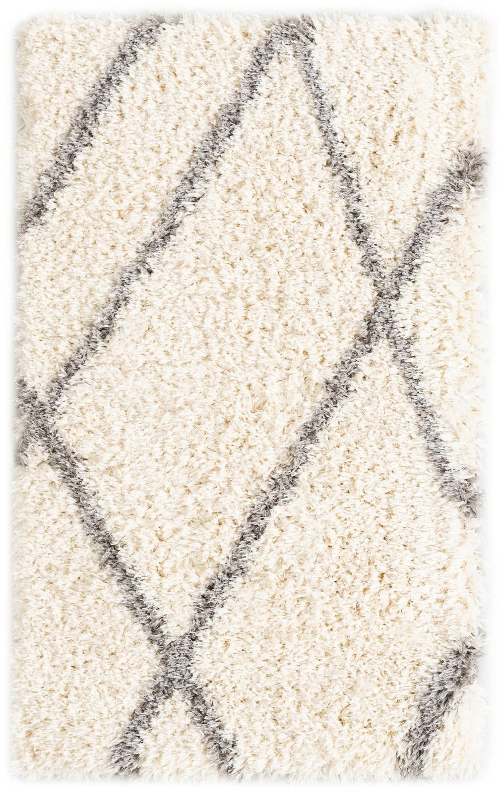 3' x 5' 3 Rockingham · Diamond Shag Rug, pearl and gray