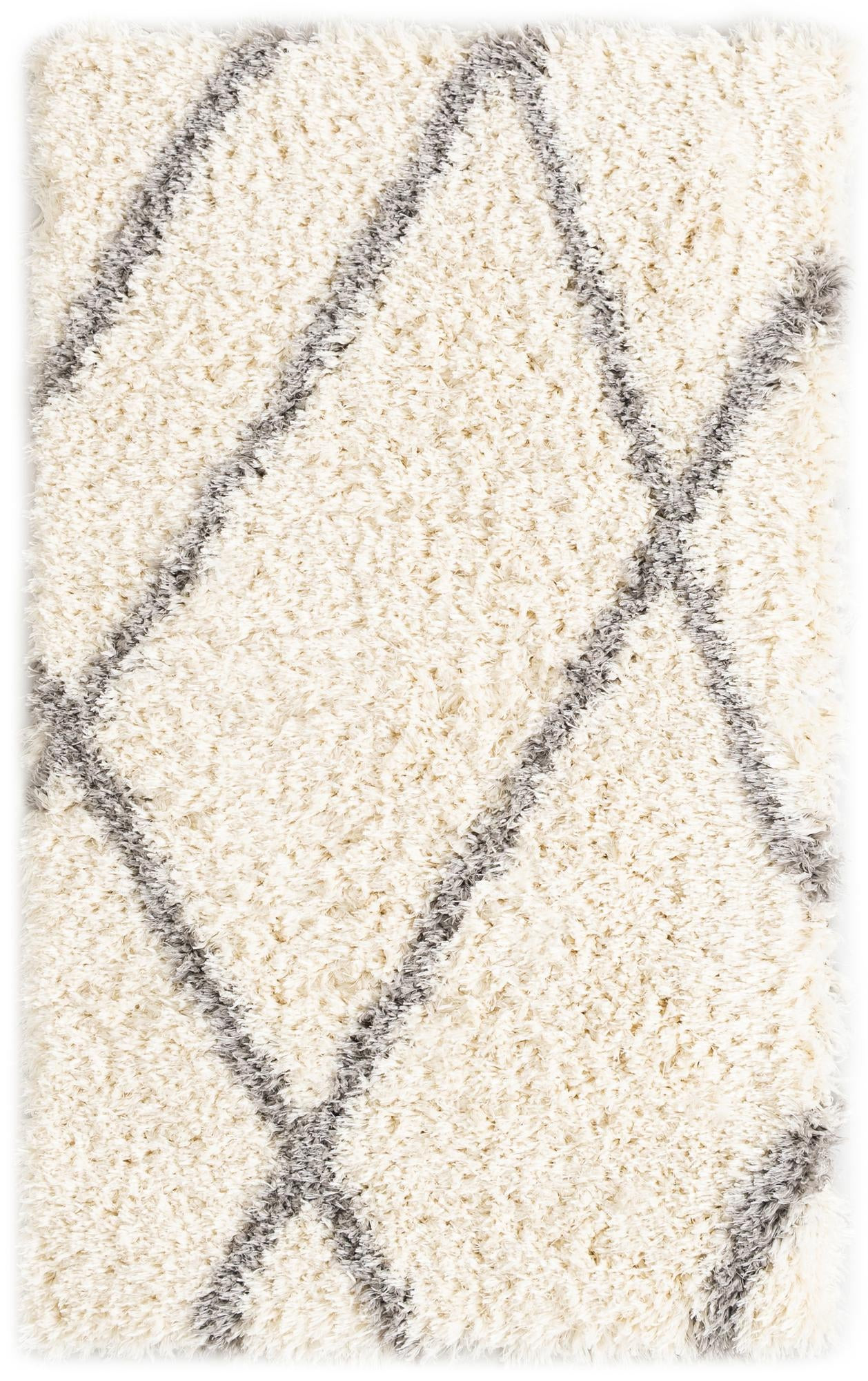 3' x 5' 3 Rockingham · Diamond Shag Rug, pearl and gray