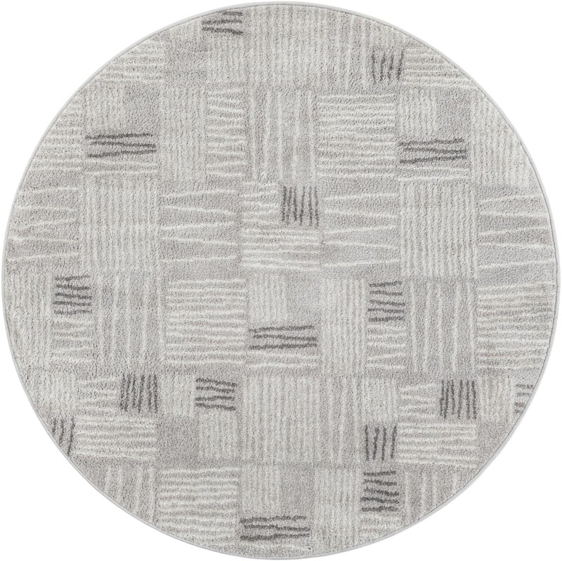 5' 3 x 5' 3 Snowberry · Geometric rug, gray
