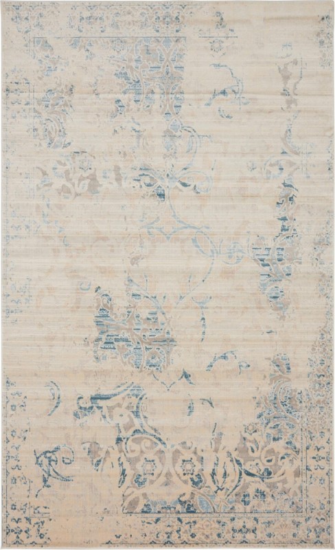 Mint · Distressed traditional rug, beige and blue