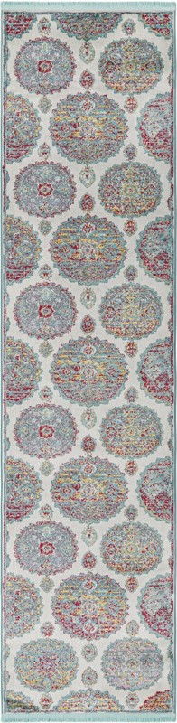 2' 7 x 10' Mather · Medallion rug, cream and multi
