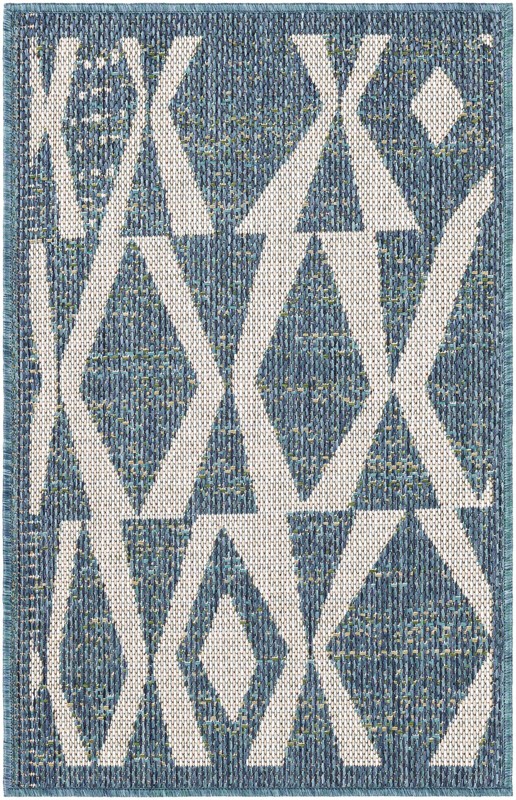 2' x 3' 1 Casper · Diamond Outdoor Rug, blue