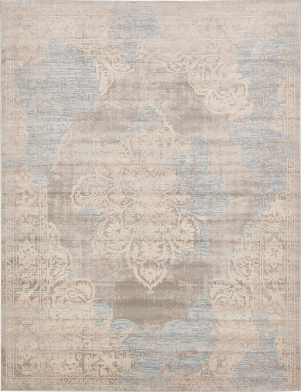 Roscoe · Distressed traditional rug, gray and teal