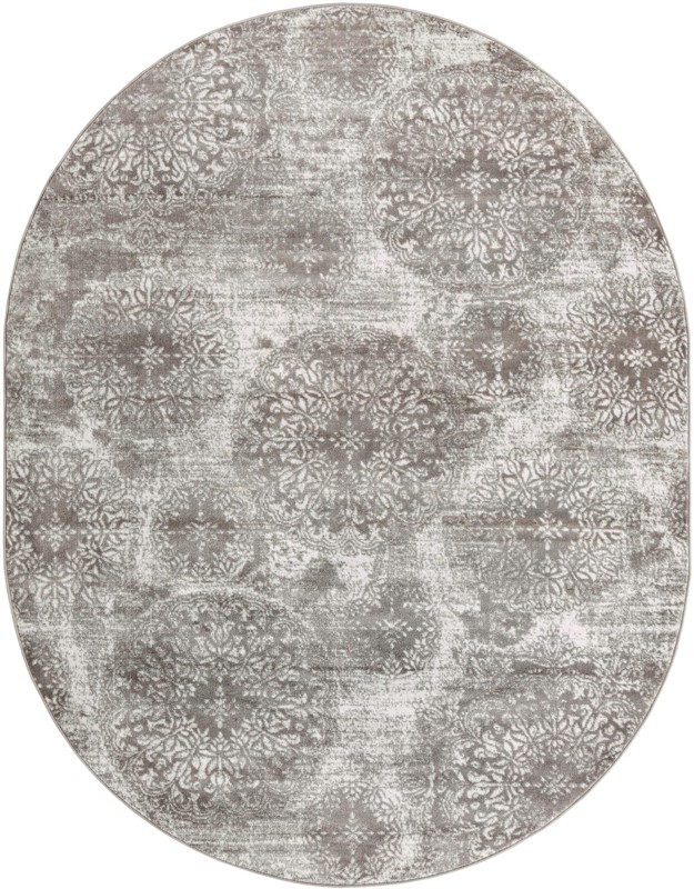 Blakemore · Distressed medallion rug, gray and ivory