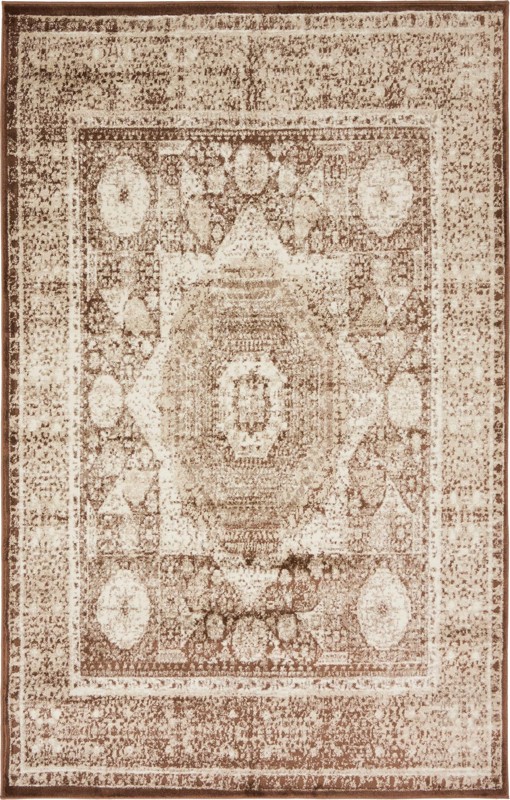 5' x 8' Harley · Distressed medallion rug, chocolate and ivory