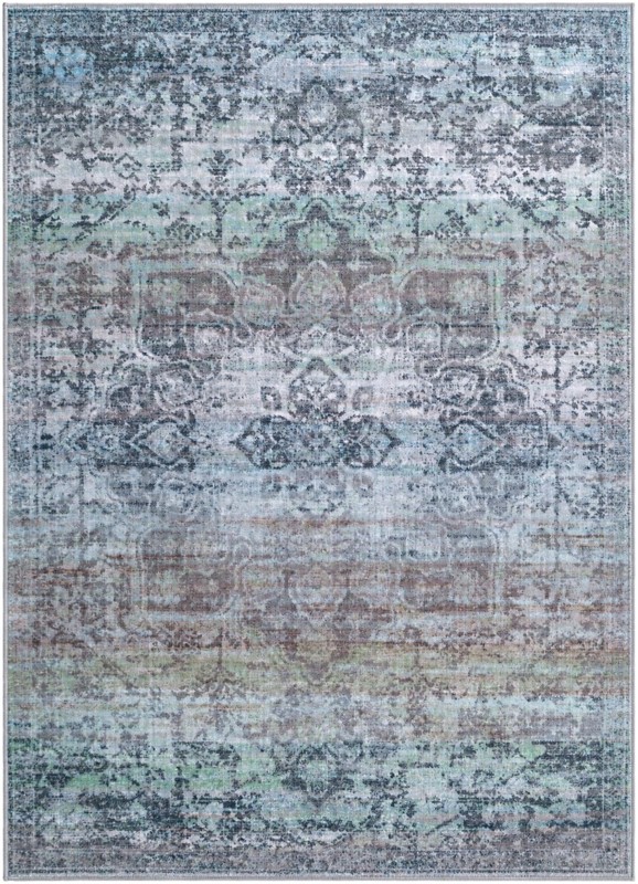 5' x 7' Rideout · Distressed medallion rug, blue and purple