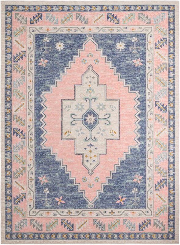 Ligonier · Medallion rug, french blue and pink